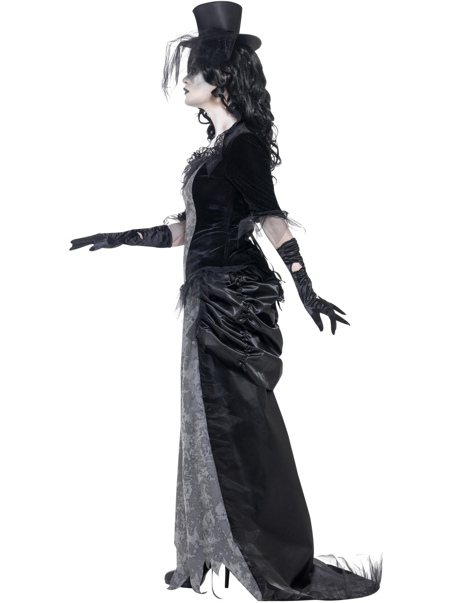 Smiffys GHOSTMUM Ghost Town Black Widow Costume, Grey CS für Damen