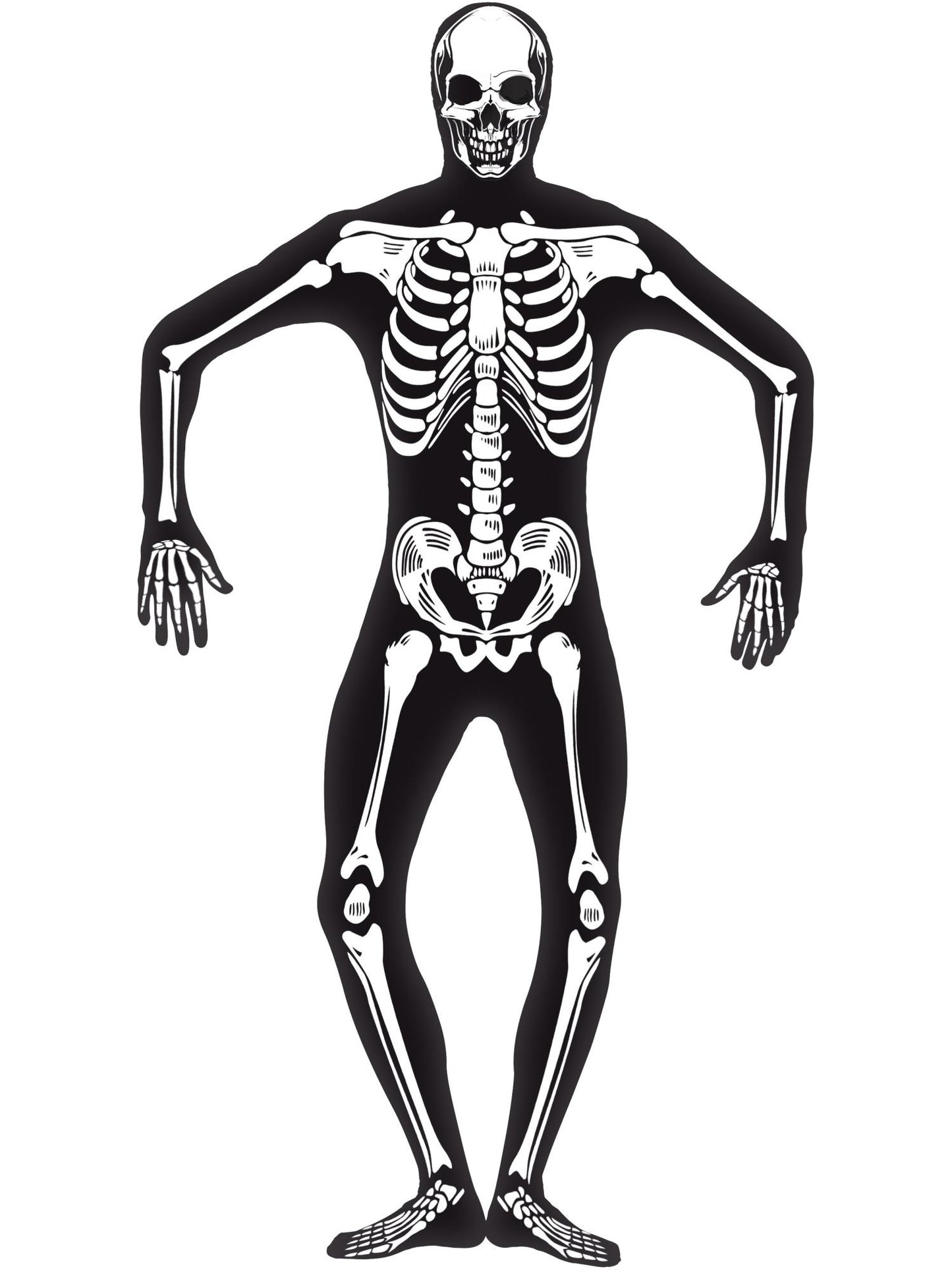 Smiffys Skeleton Second Skin Costume, Black CS für Unisex