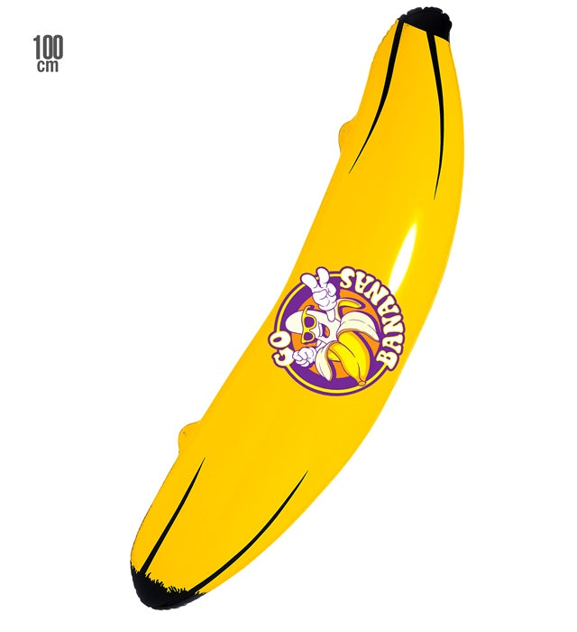 Aufblasbare gelbe Banane 100 cm als Dekoration und Kostümzubehör
