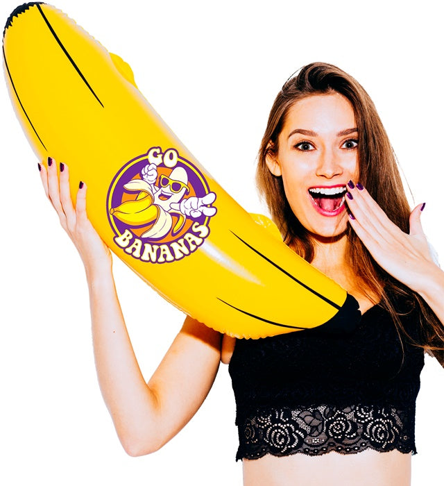 Aufblasbare gelbe Banane 100 cm als Dekoration und Kostümzubehör