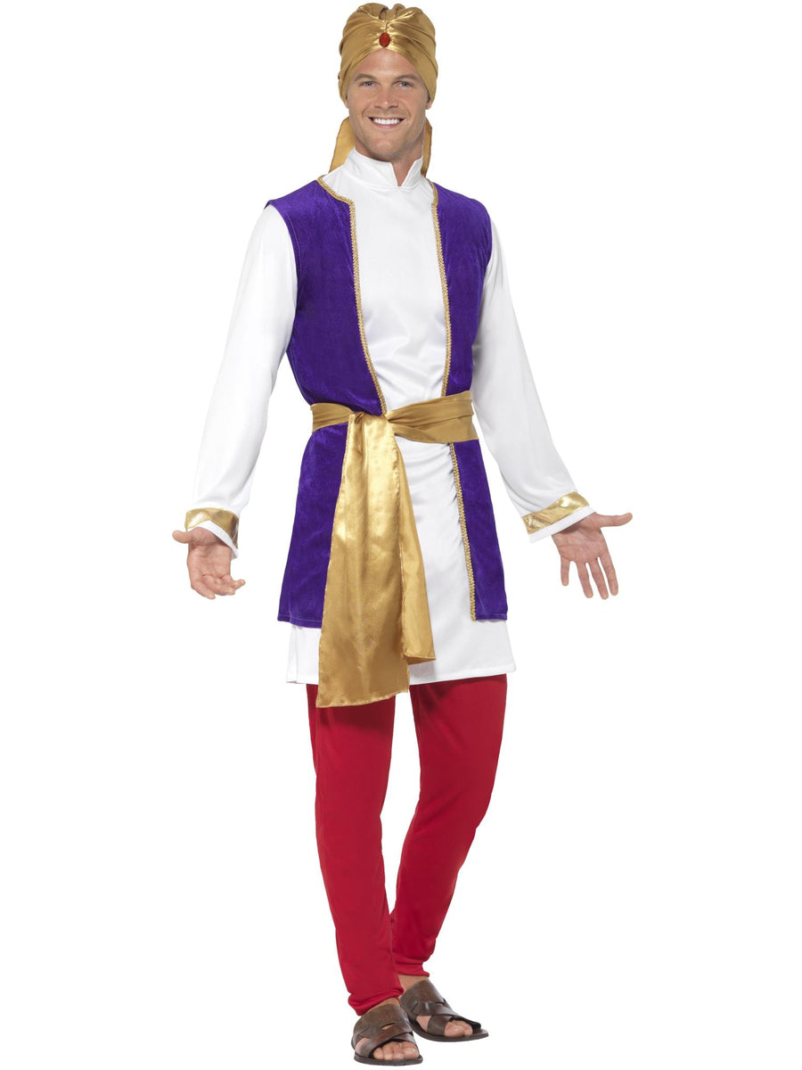 Smiffys Arabian-Prince-Kostüm für Herren mit Top, Waistcoat, Hose, Gürtel und Turban – Produktansicht