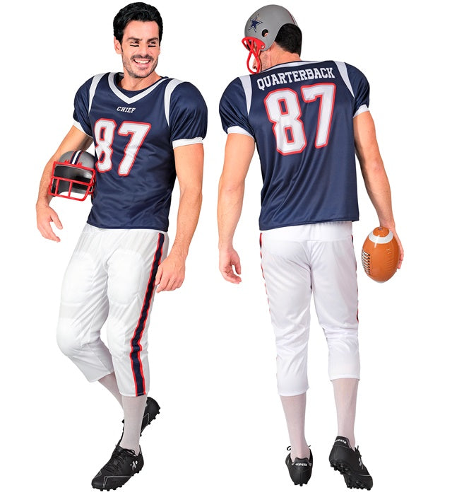 American Football Spieler Kostüm mit gefüttertem Oberteil und Hose