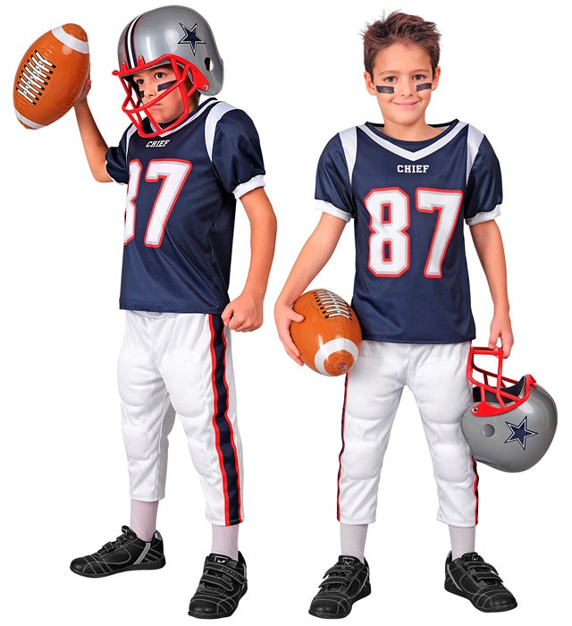 American Football Spieler Kostüm mit gefüttertem Oberteil und Hose