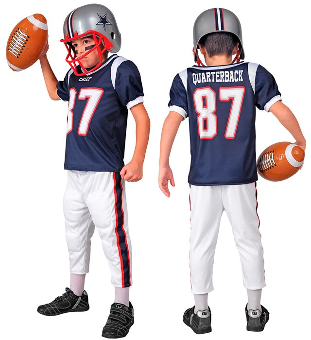 American Football Spieler Kostüm mit gefüttertem Oberteil und Hose