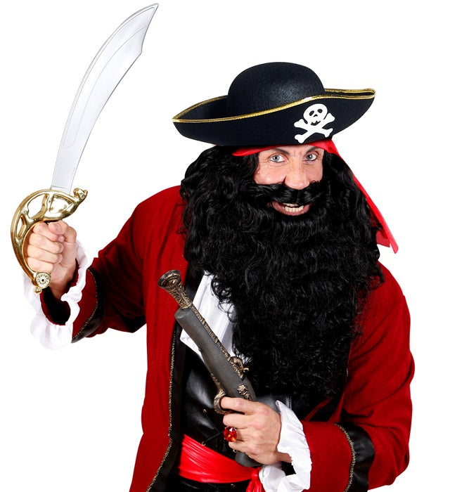 Piratenhut aus schwarzem Filz für Fasnacht und Karneval