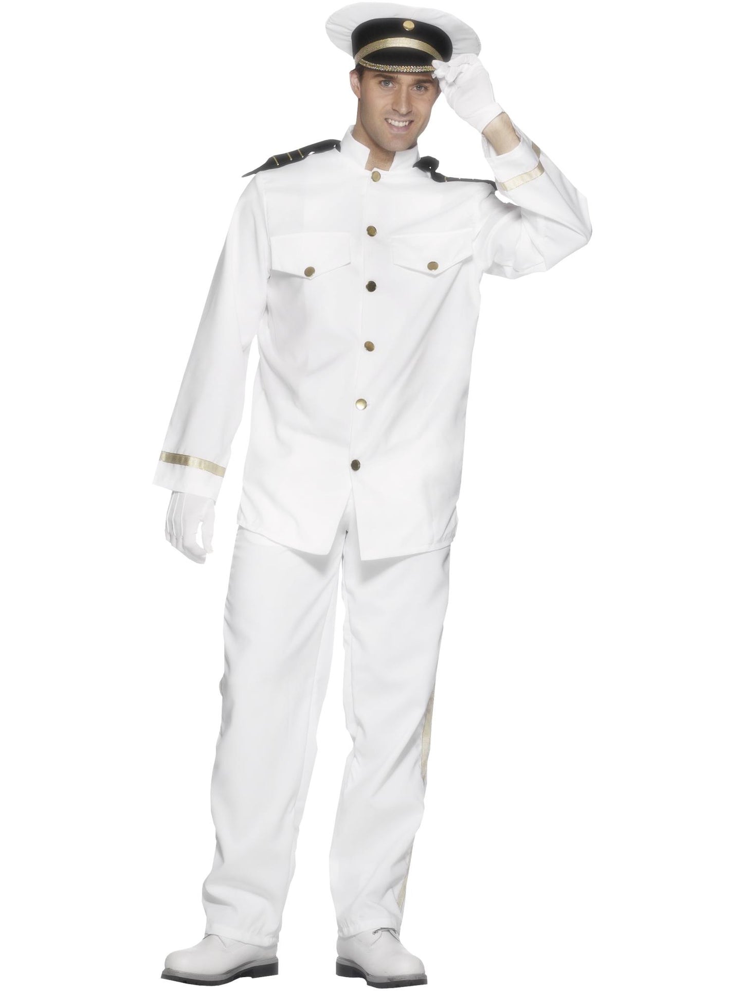 Smiffys MILITARY Captain Costume, White CS für Herren