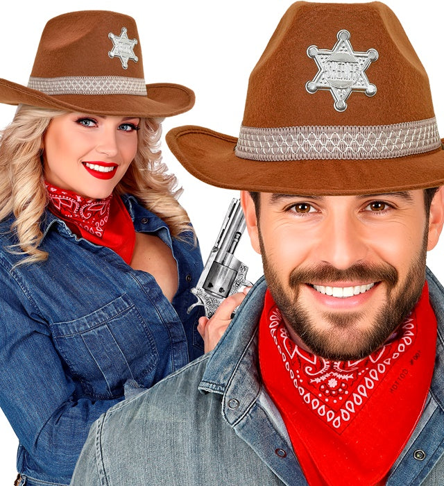 Brauner Sheriffhut im Western-Stil für Fasnacht und Karneval