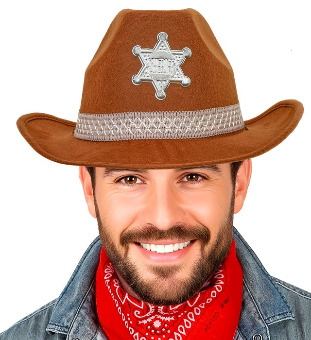 Brauner Sheriffhut im Western-Stil für Fasnacht und Karneval
