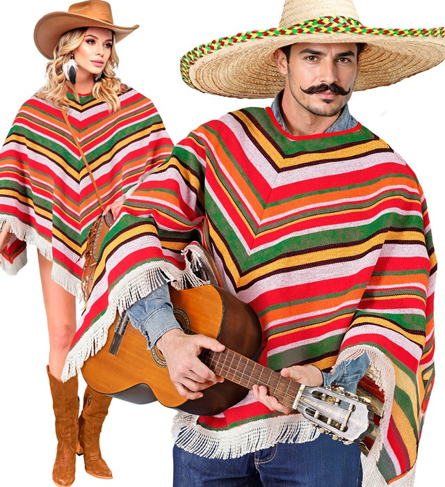 Mexikanischer Poncho aus Canvas-Baumwolle in traditionellem Design