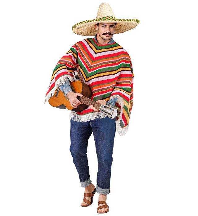 Mexikanischer Poncho aus Canvas-Baumwolle mit traditionellem Muster