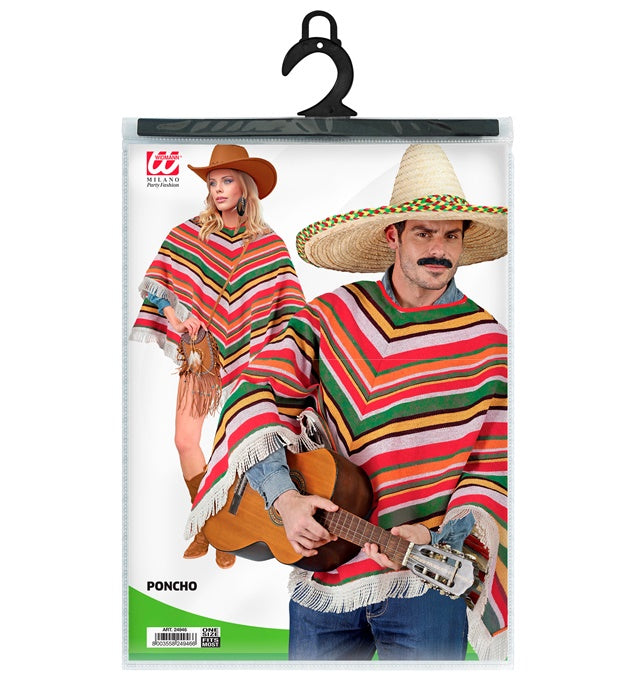 Mexikanischer Poncho aus Canvas-Baumwolle in traditionellem Design