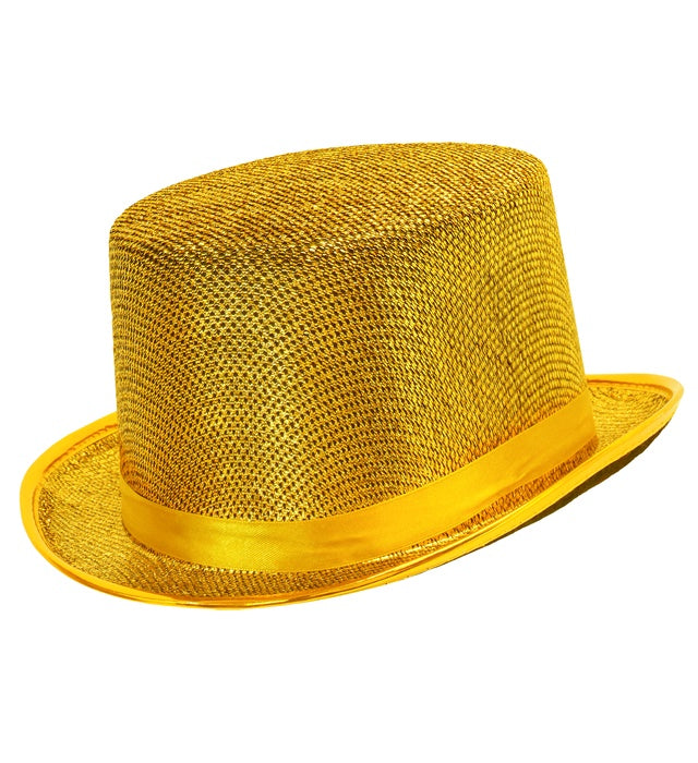 Goldener Lurex Zylinderhut 10 cm glänzend für Fasnacht und Karneval