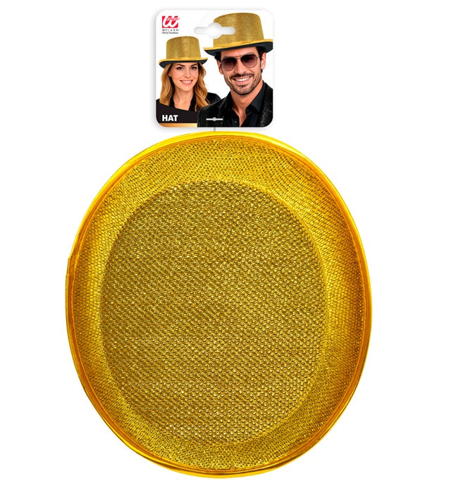 Goldener Lurex Zylinderhut 10 cm glänzend für Fasnacht und Karneval