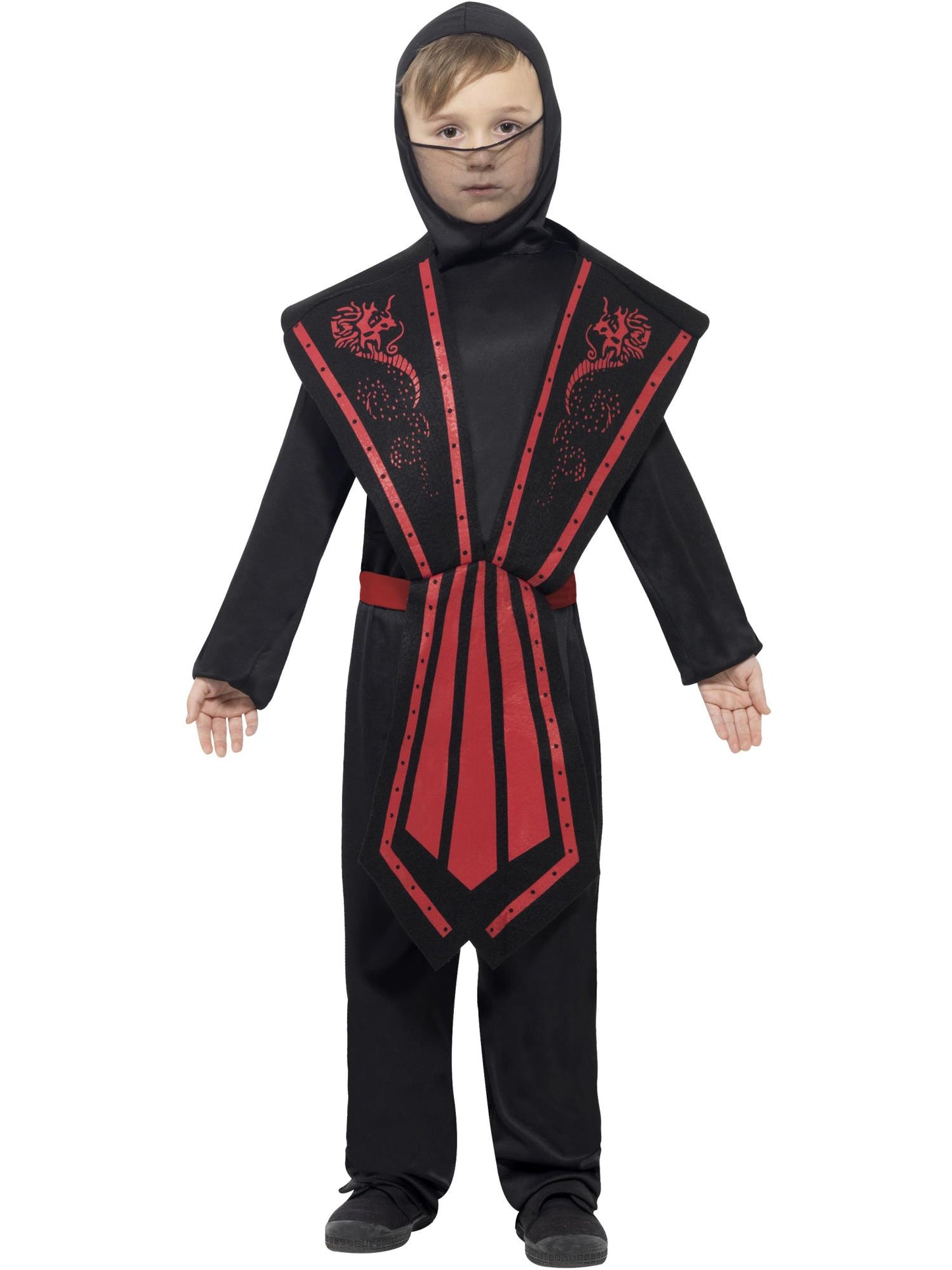 Smiffys Ninja Costume, Child, Black CS für Unisex