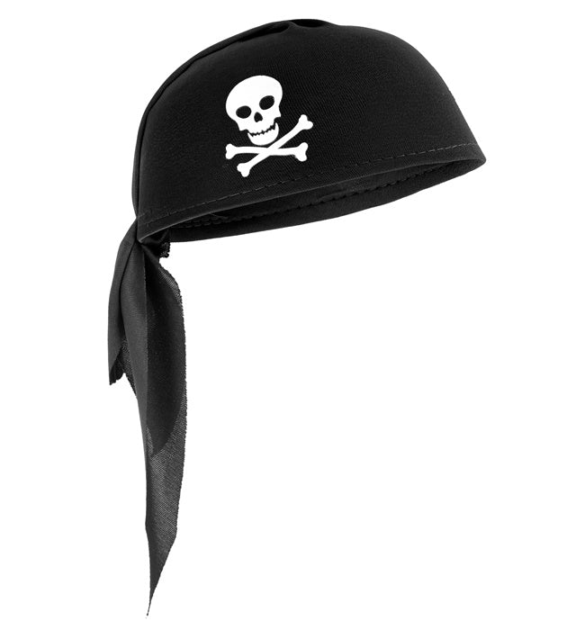 Schwarzer Piratenhut aus Stoff als Fasnachts- und Karnevalskostümzubehör