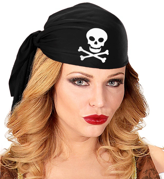 Schwarzer Piratenhut aus Stoff als Fasnachts- und Karnevalskostümzubehör