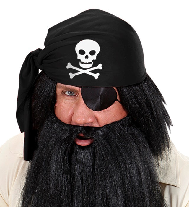 Schwarzer Piratenhut aus Stoff als Fasnachts- und Karnevalskostümzubehör