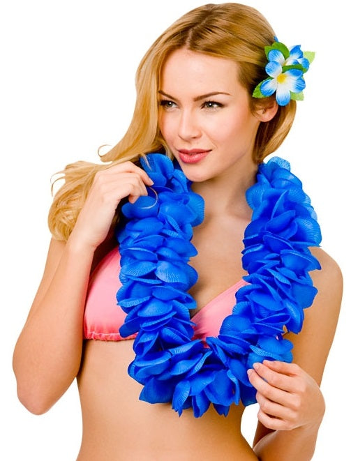 Hawai Waikiki Blütenkette Petal Lei extra Dick 11,5 cm in Blau