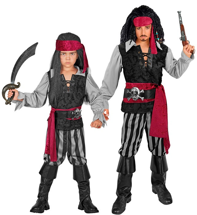 Piratenkostüm Komplettset mit Hemd, Weste, Hose und Zubehör für Fasnacht