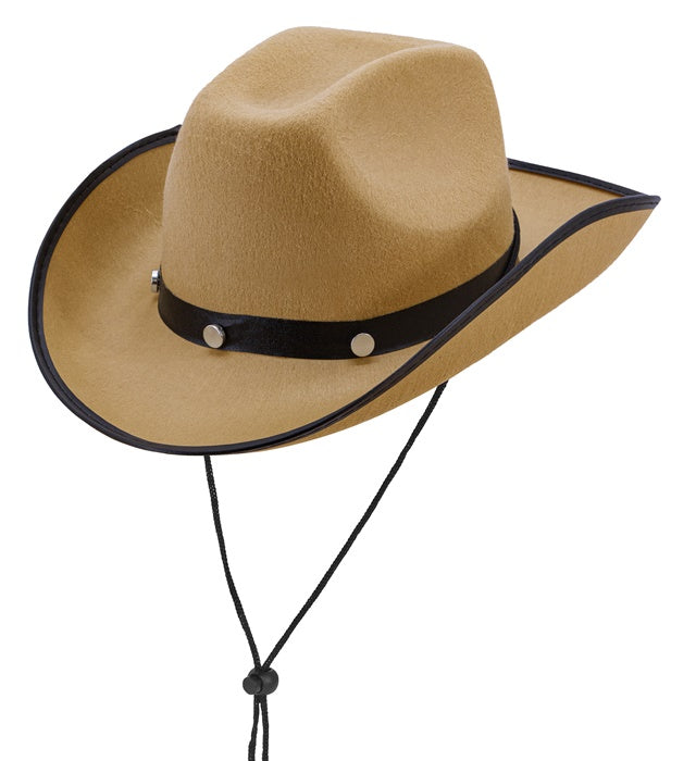 Beiger Cowboyhut mit Metallnieten als Fasnacht-Accessoire