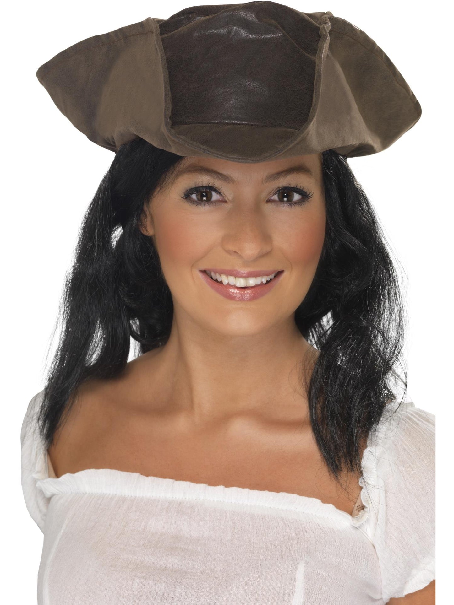 Smiffys Leather Look Pirate Hat, Brown für Herren