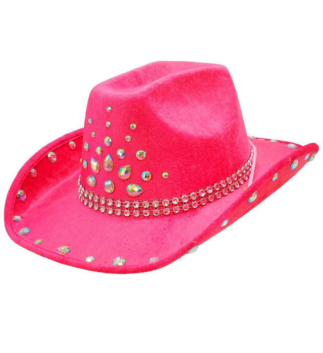 Pinker Cowboy Hut mit glitzernden Diamanten für Fasnacht