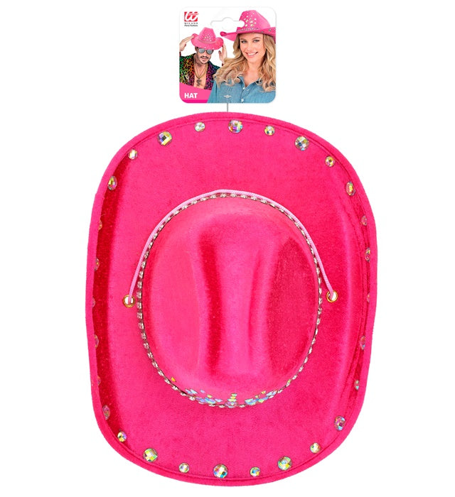 Pinker Cowboy Hut mit glitzernden Diamanten für Fasnacht