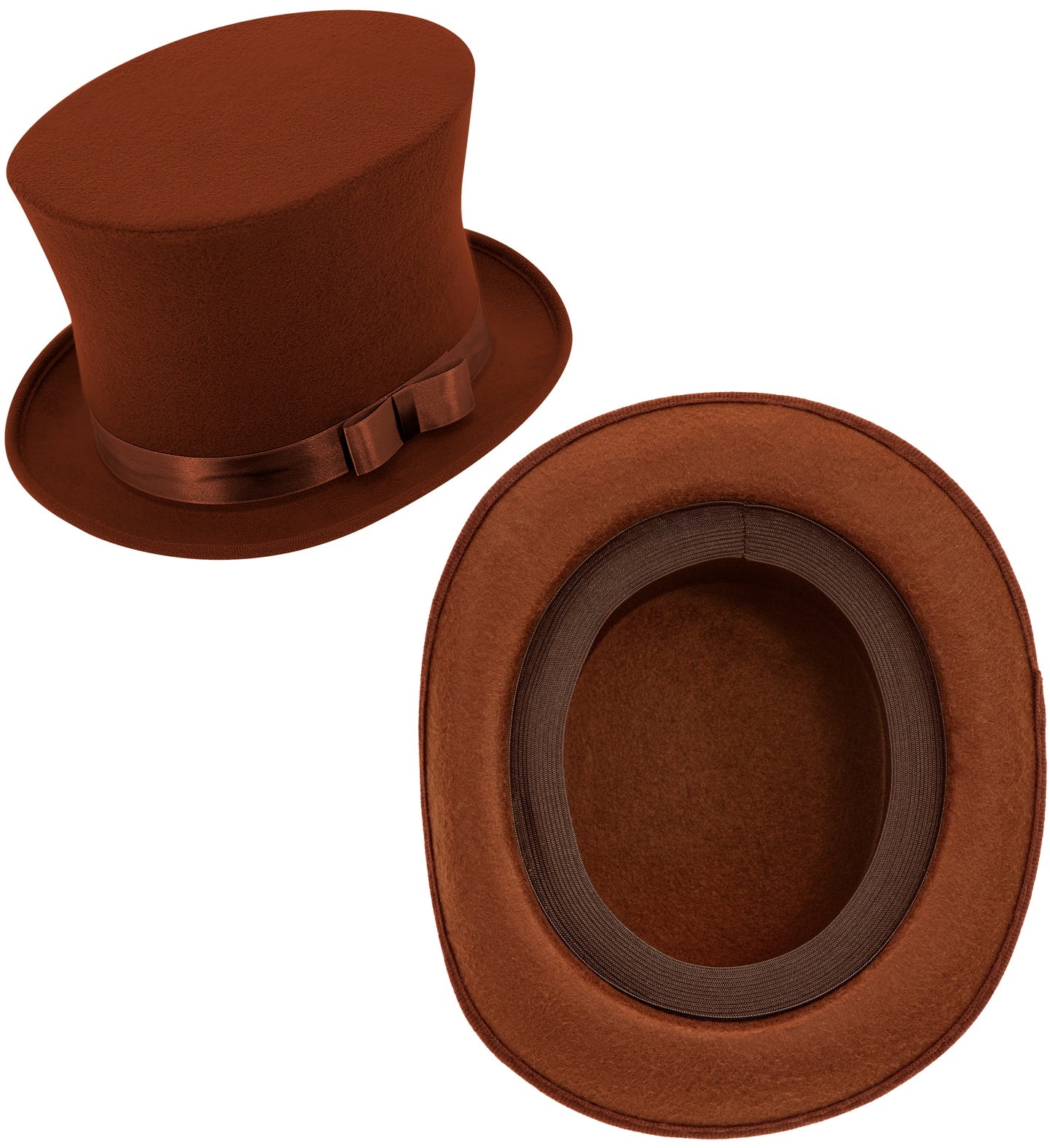 Brauner Großer Zylinder mit Satin Band