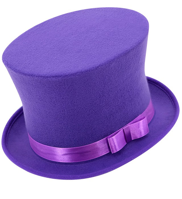 Violetter Zylinder in Wollfilzoptik, 16 cm hoch, Fasnachtshut für Karneval