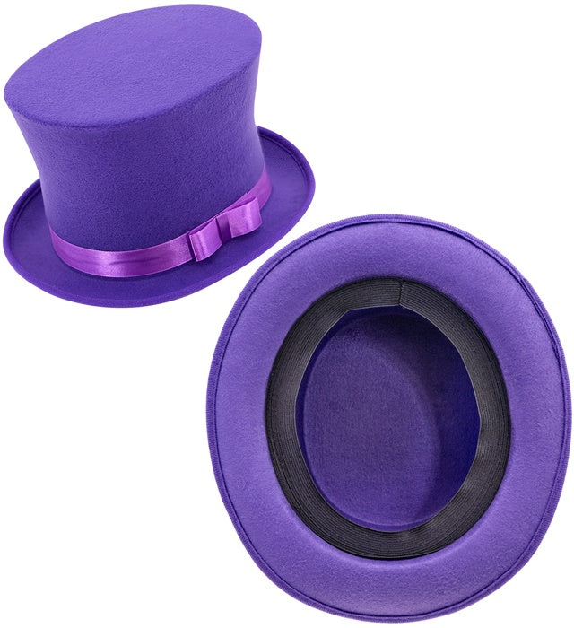 Violetter Zylinder in Wollfilzoptik, 16 cm hoch, Fasnachtshut für Karneval