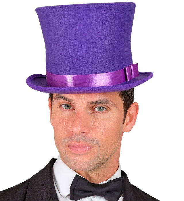 Violetter Zylinder in Wollfilzoptik, 16 cm hoch, Fasnachtshut für Karneval