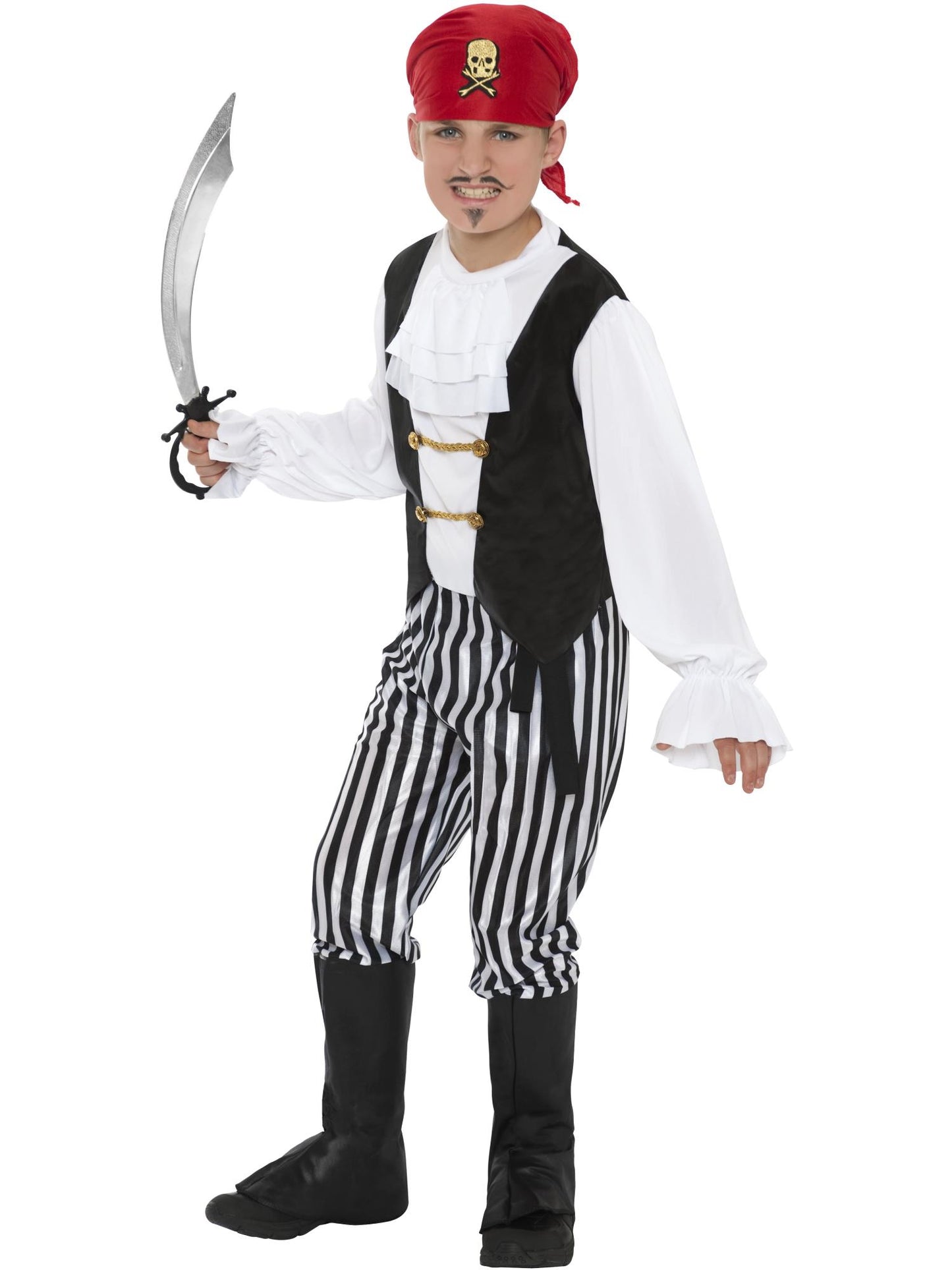 Smiffys Pirate Costume, Black & White CS für Unisex