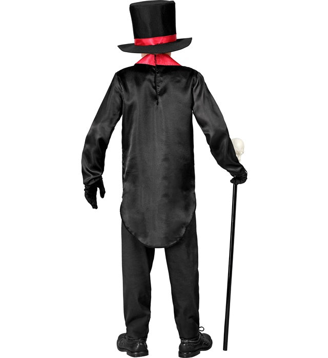 DIA DE LOS MUERTOS Kostüm mit schwarzem Frack, Hemd, Hose, Hut und kunstvoller Maske
