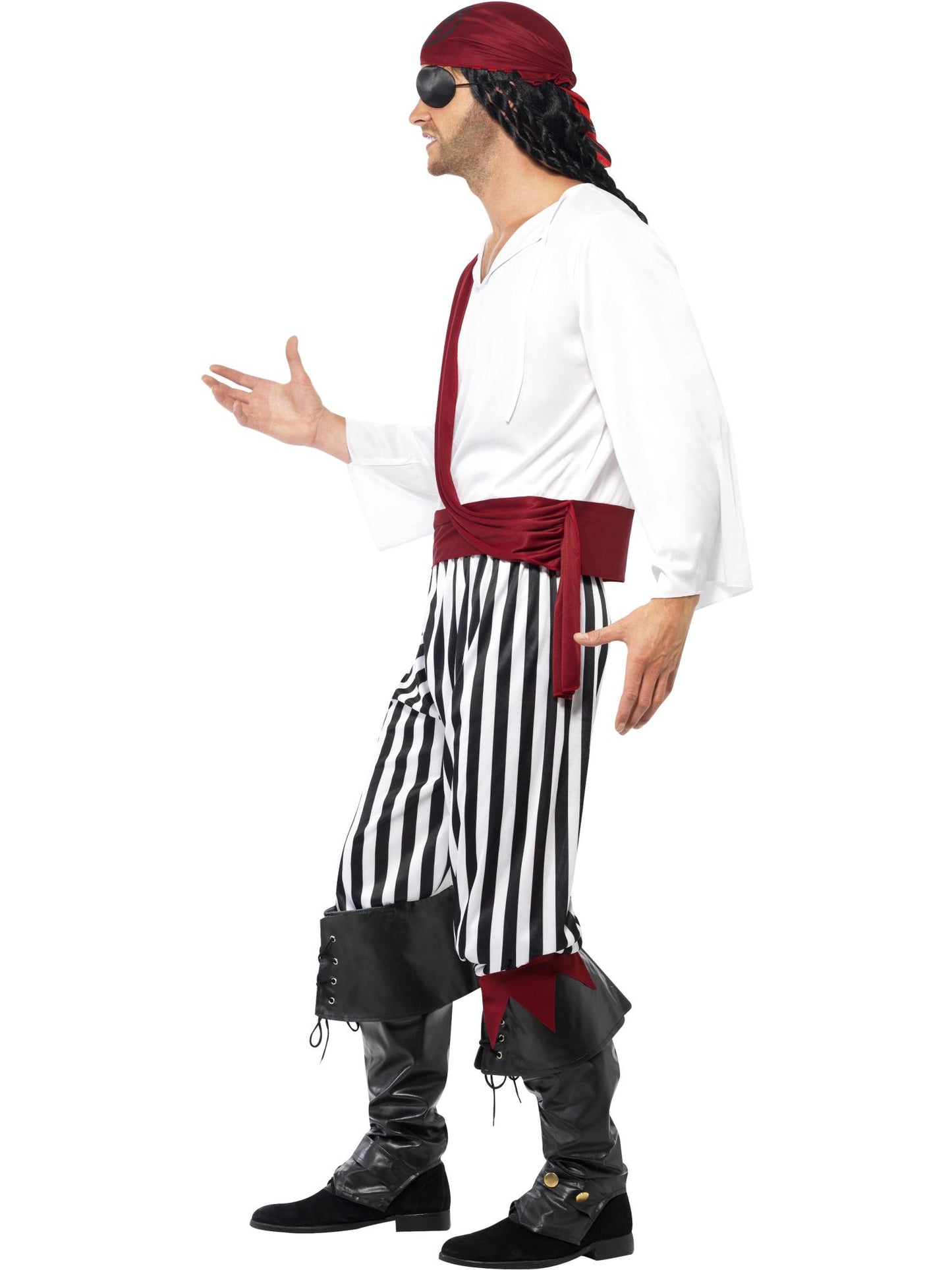 Smiffys Pirate Man Costume, Black & White CS für Herren