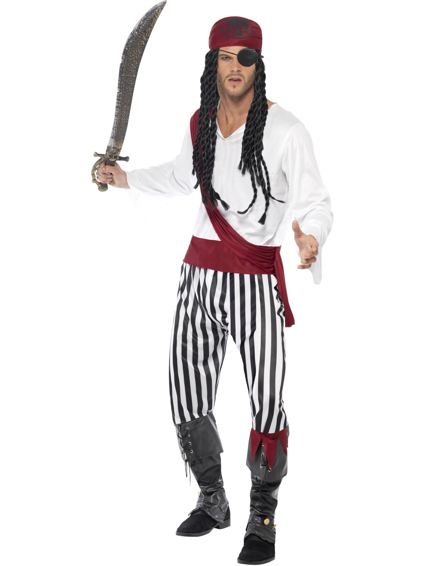 Smiffys Pirate Man Costume, Black & White CS für Herren
