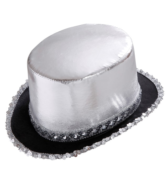 Silberner Zylinder mit Paillettenverzierung, 11 cm hoch