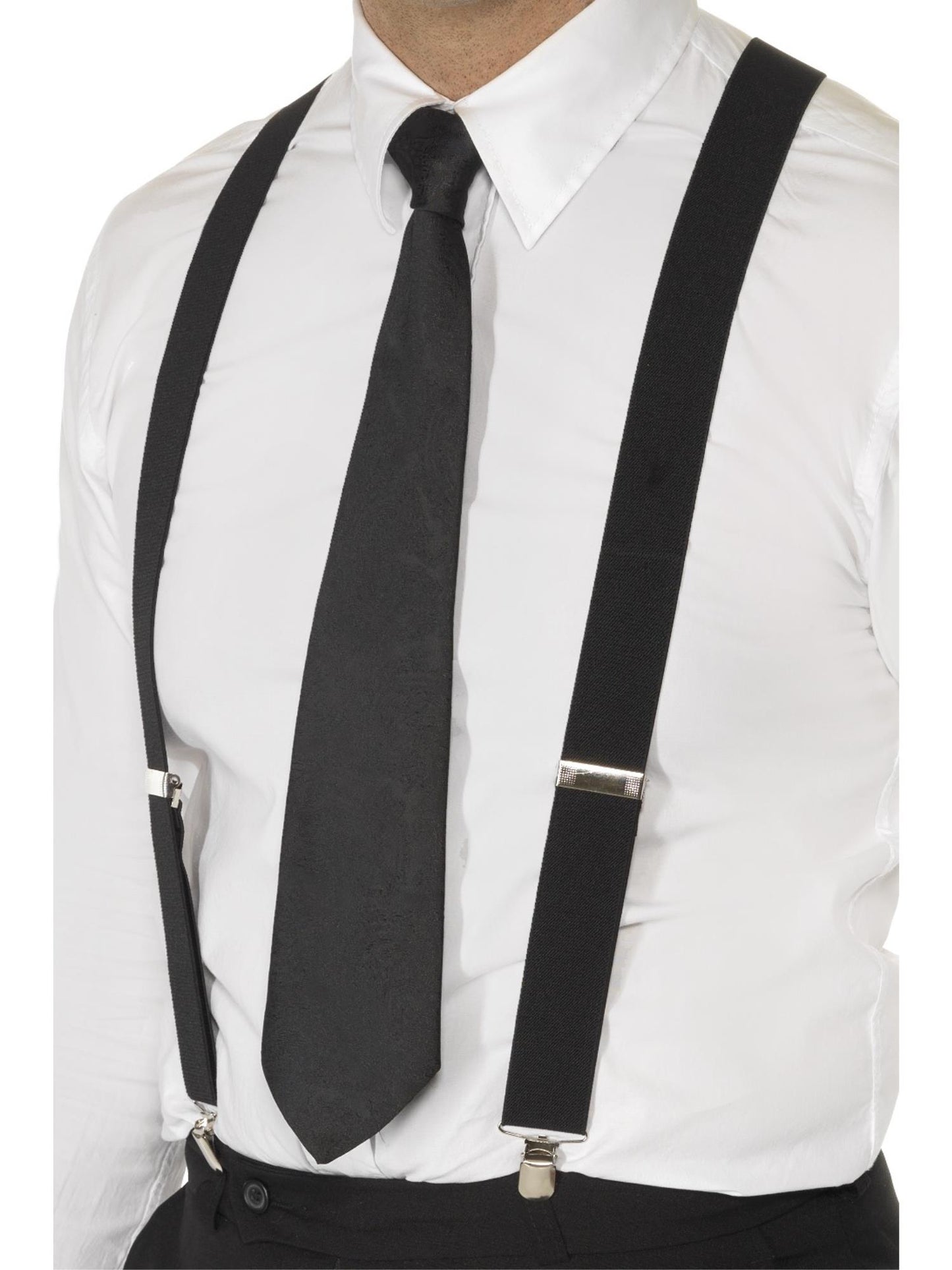 Smiffys 1920S Black Elasticated Braces, Black für Unisex