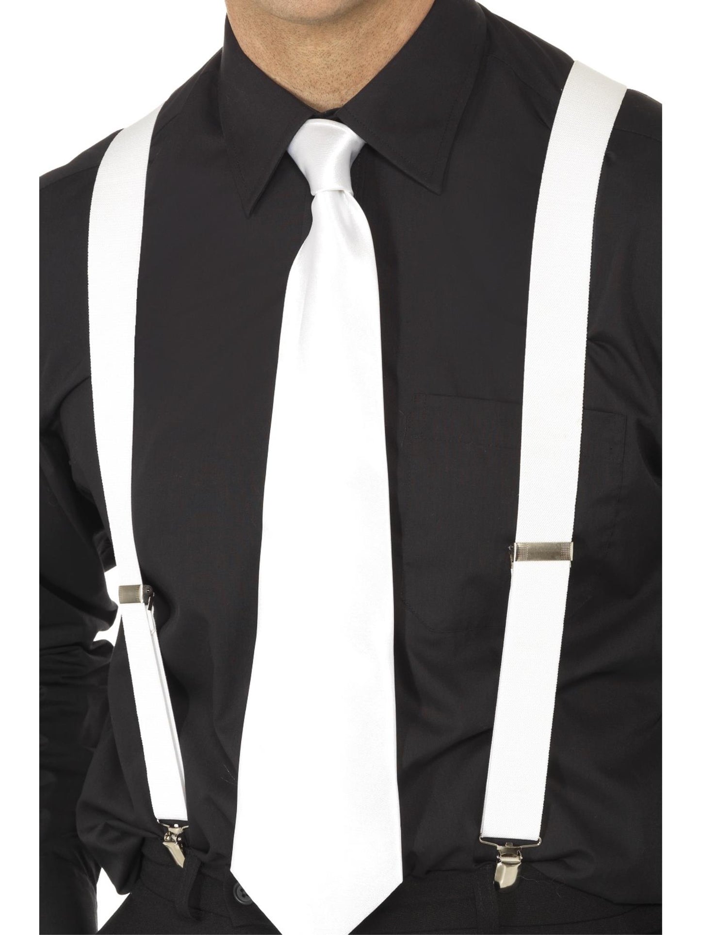 Smiffys 1920S White Elasticated Braces, White für Unisex