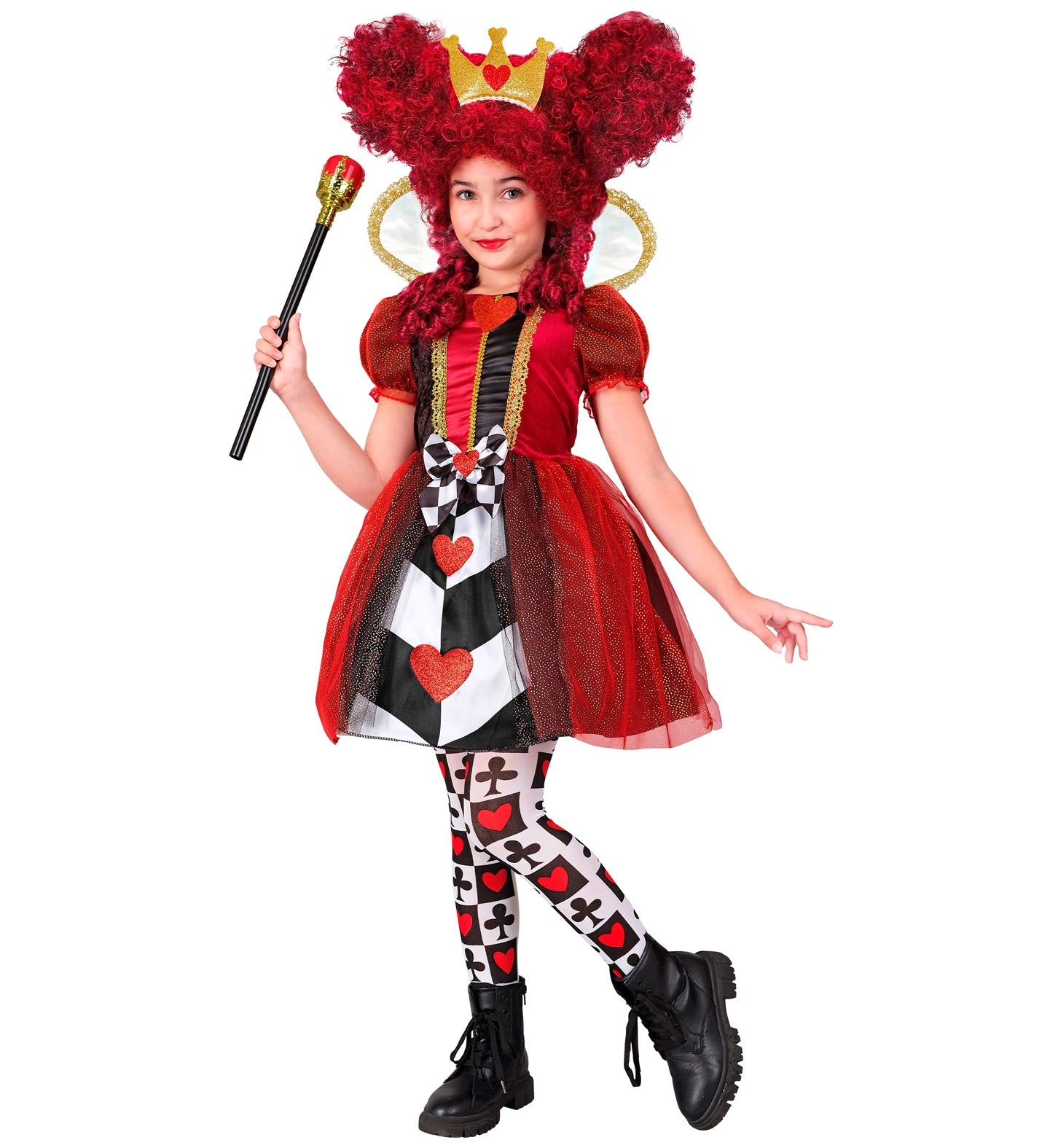 Herzkönigin Mädchen Kostüm mit Kleid, Krone