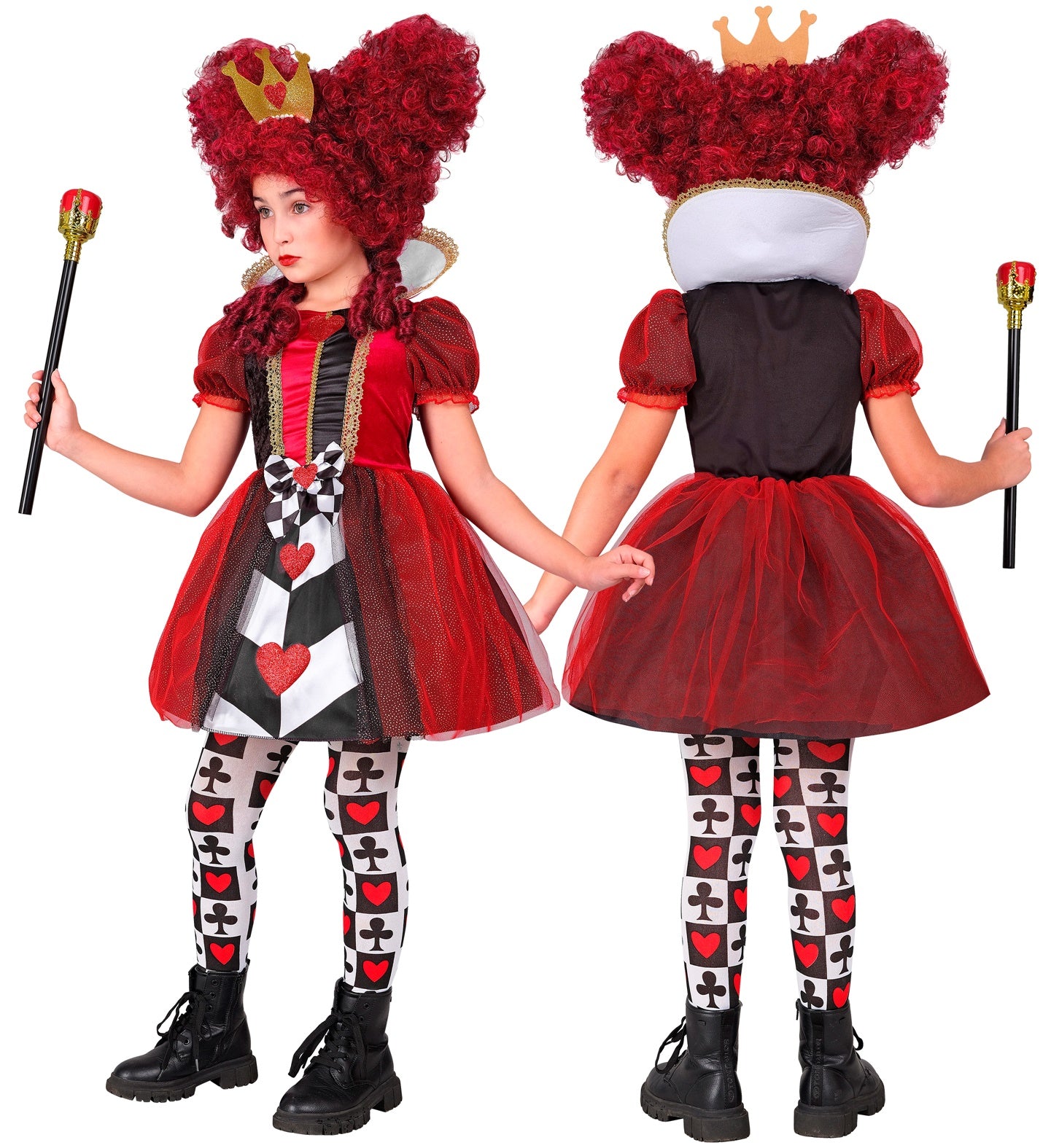 Herzkönigin Mädchen Kostüm mit Kleid, Krone