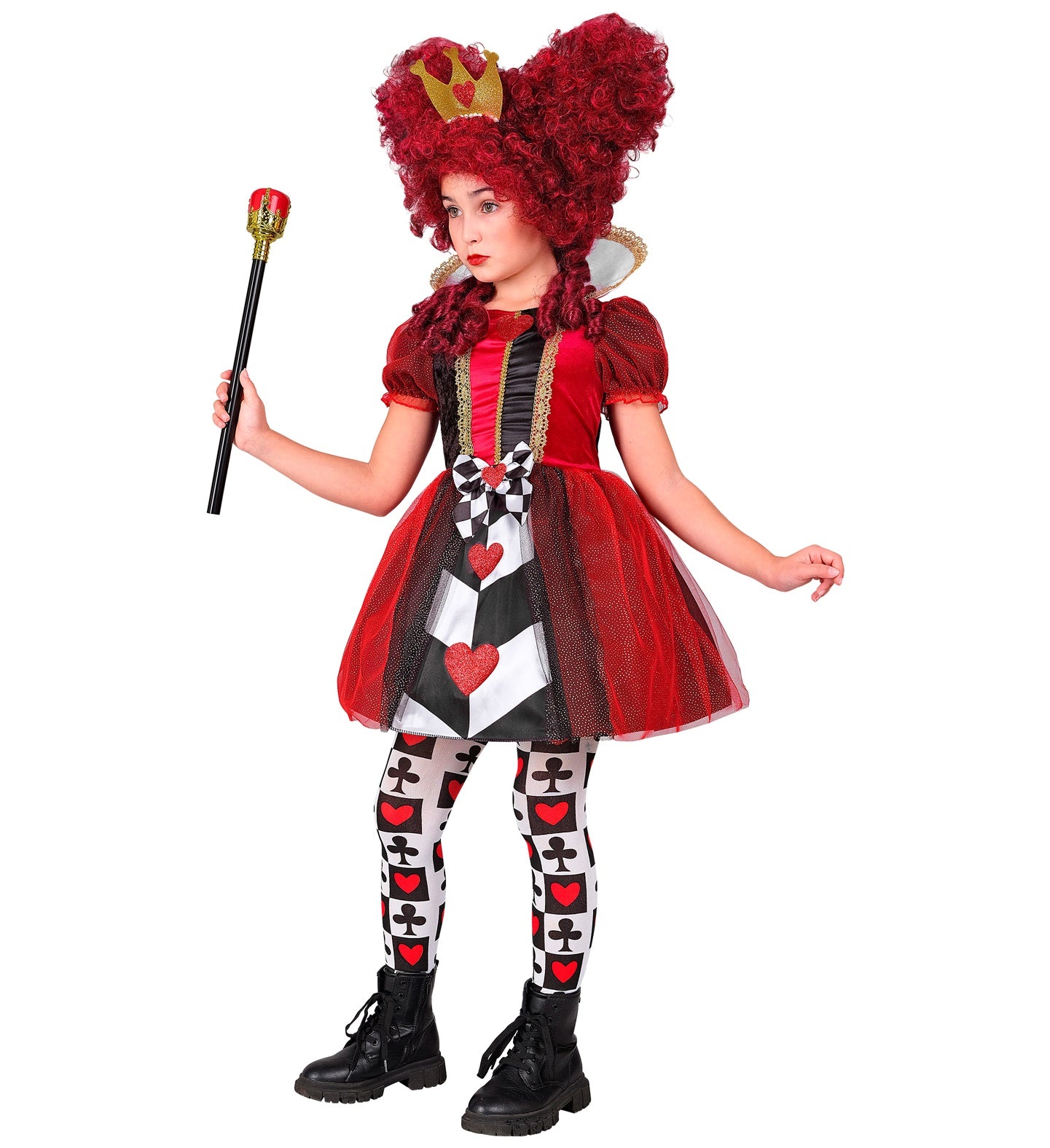 Herzkönigin Mädchen Kostüm mit Kleid, Krone