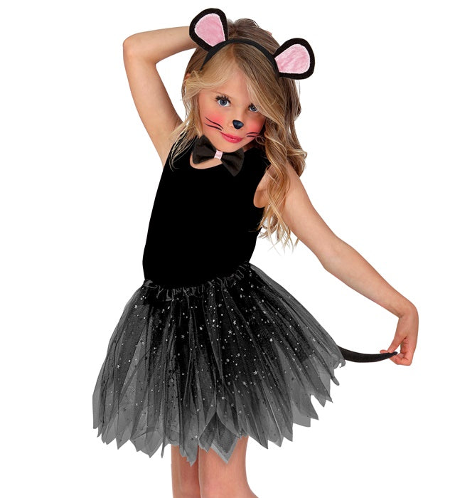 Mäuschen Dress-Up Set mit Ohren, Fliege und Schwanz für Fasnacht