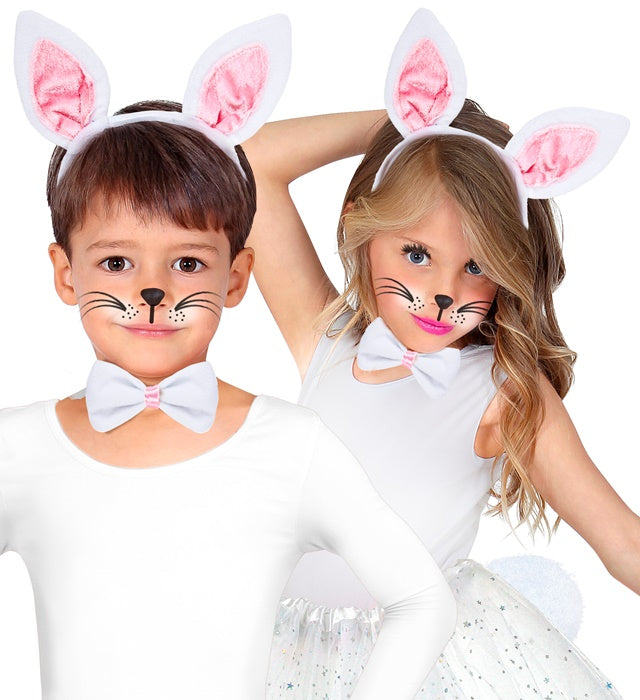 Häschen Dress-Up Set mit Ohren, Fliege und Schwanz für Fasnacht-Kostüm