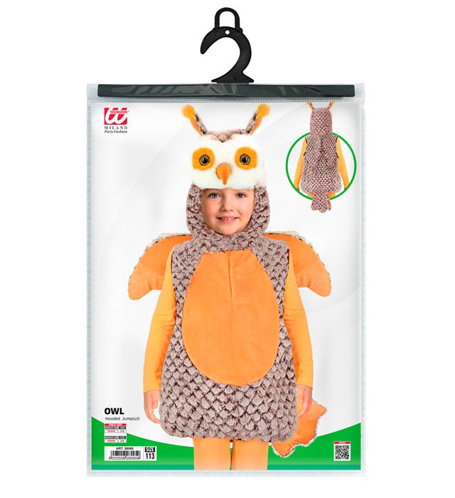 Eulen-Kostüm mit Kapuze in braunem Design für Fasnacht und Karneval