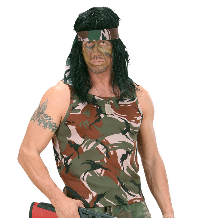 Ärmelloses Camo Shirt mit klassischem Tarnmuster für Fasnachtskostüme