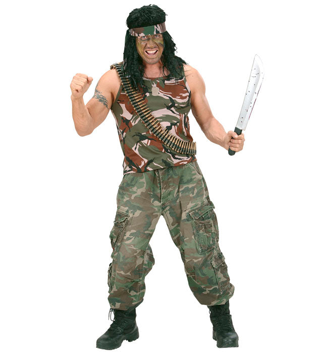 Ärmelloses Camo Shirt mit klassischem Tarnmuster für Fasnachtskostüme