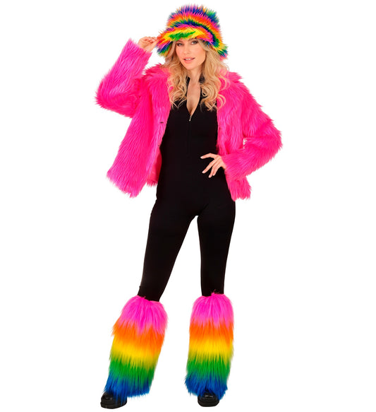 Plüsch Beinstulpen Legwarmers in Regenbogen Farben