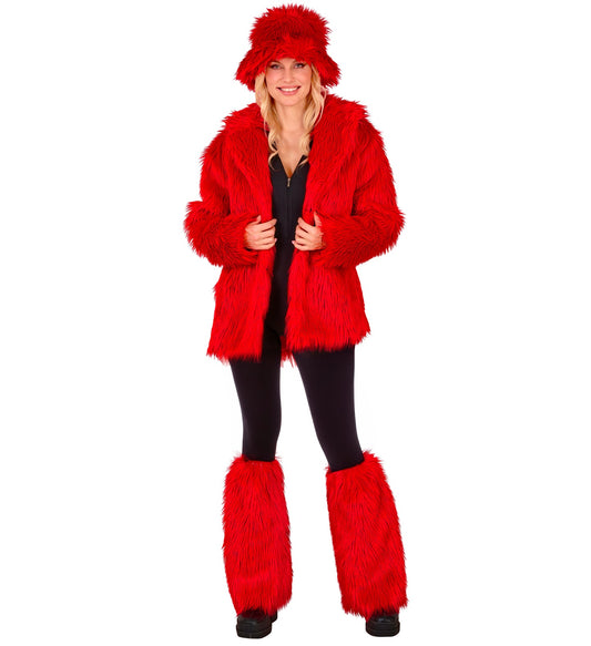 Rote Plüsch Beinstulpen – Warme Damen Beinwärmer Aus Plüsch