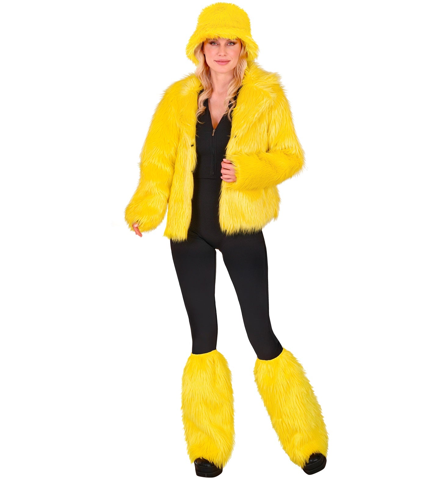 Neon Gelbe Plüsch Beinstulpen – Warme Damen Beinwärmer Aus Plüsch