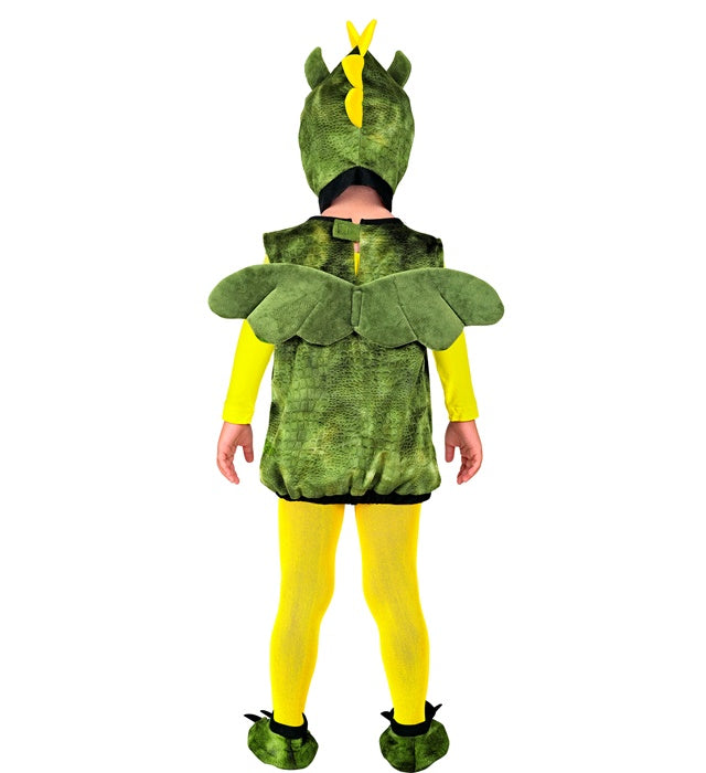 Drachen Kostümset mit detailreicher Kopfbedeckung und passenden Schuhen für Fasnacht
